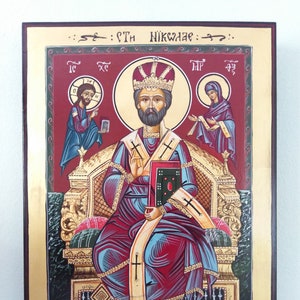 Saint Nicholas. Byzantine icon handmade painted,Patron of Children, Fishermen, and Weddings