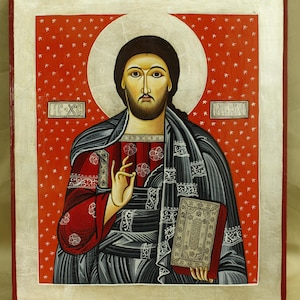Jesus Christ Pantokrator, Hand Painted Byzantine Icon Christian art Orthodox icon Gift for Godchild Baptisms