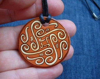 Celtic Jewelry, Irish Jewelry, Celtic Knot Clay Pendant motifs Cucuteni, original folk art painting Celtic Art, Irish Pendant, Celtic Knot