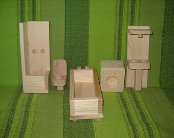 Bathroom furniture, waldorf toys,wooden dolls furniture