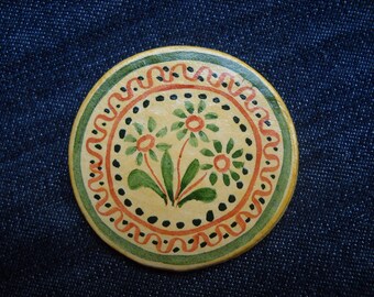 Romanian traditional motives, flower magnets, Fridge Magnets- clay magnet, Cucuteni, Folk art painting, primitive art magnet