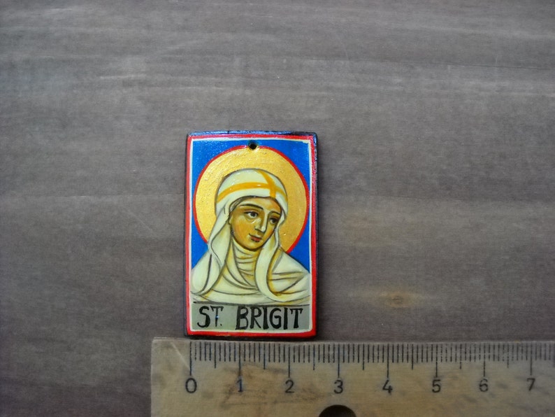 Miniature icon of St BRIGID of Ireland Patron,Saint of Midwives,babies,scholars,infants,byzantine icon.catholick icon.St Brigit.st Bridget image 4