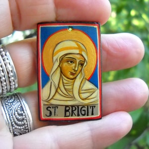 Miniature icon of St BRIGID of Ireland Patron,Saint of Midwives,babies,scholars,infants,byzantine icon.catholick icon.St Brigit.st Bridget image 1