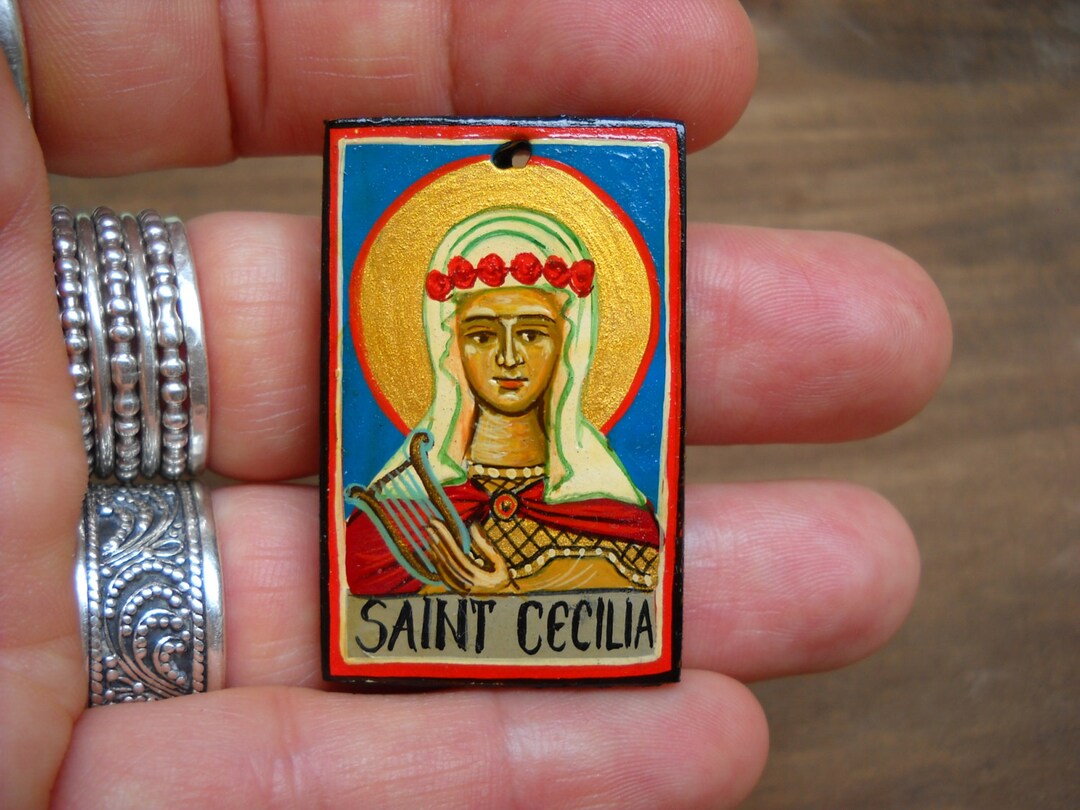 Miniature Icon of St Cecilia ,musicians Patron Saint Cecilia,byzantine ...