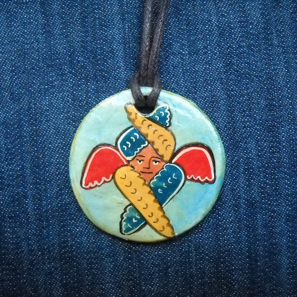 19 ° secolo i serafini, rumeno pittura, Fairy ciondolo di Angelo Cherubino di essere celeste o Seraph. Angelo custode, Arcangelo ciondolo