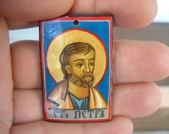 Miniature icon of Saint Peter or Simon Peter, one of the twelve apostles of Jesus, Keeper of the Keys to the Kingdom of Heaven