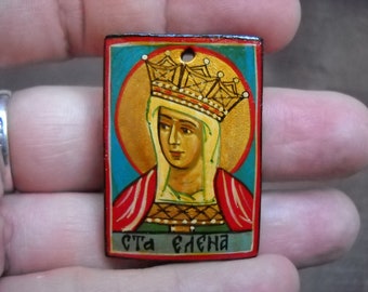 miniature icon of Saint Empress Helen- hand painted byzantine icon.greek icon, orthodox icon, gift, religious icons, saints icons, folk art