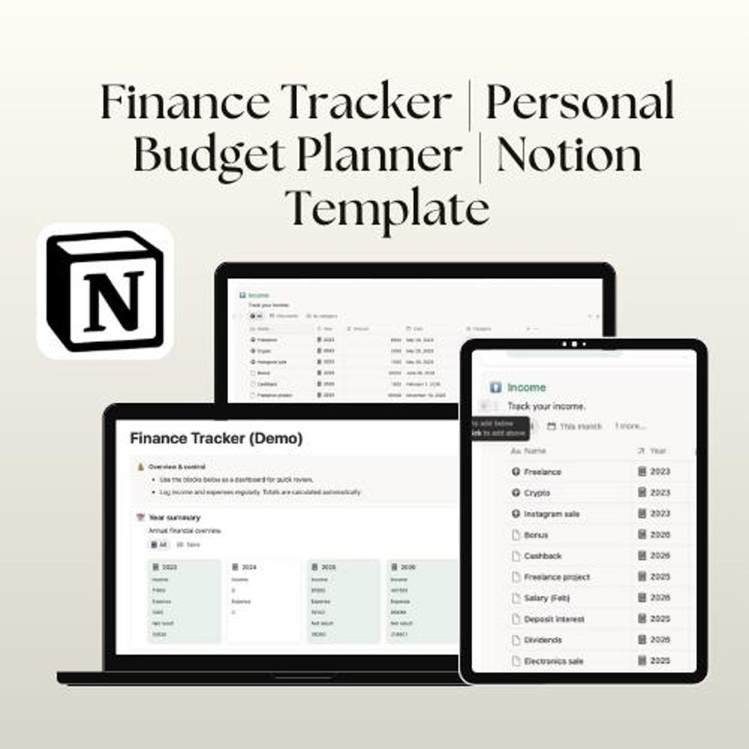 Finance Tracker | Personal Budget Planner | Notion Template - Etsy