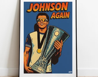 Brennan Johnson Poster - Tottenham Hotspur FC - Europa League Final 2024/2025 - Spurs Trophy Print