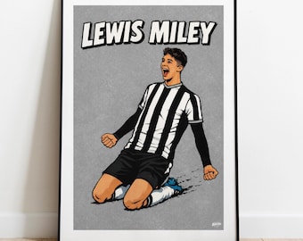 Lewis Miley Poster - Newcastle United - Football Poster - Newcastle Print