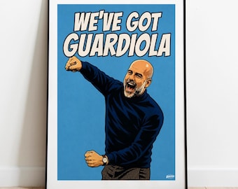 Pep Guardiola Poster - Manchester City FC - Football Poster - Man City Print