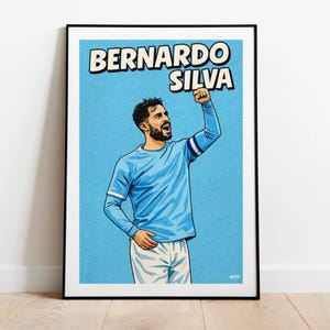 Pôster de Bernardo Silva - Manchester City FC - Pôster de Futebol - Impressão do Man City