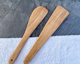 Handmade 2-Cooking Utensils Set, Acacia Wooden Kitchen Utensil Gift Spatula and Spoon Set For Non-Stick Pans