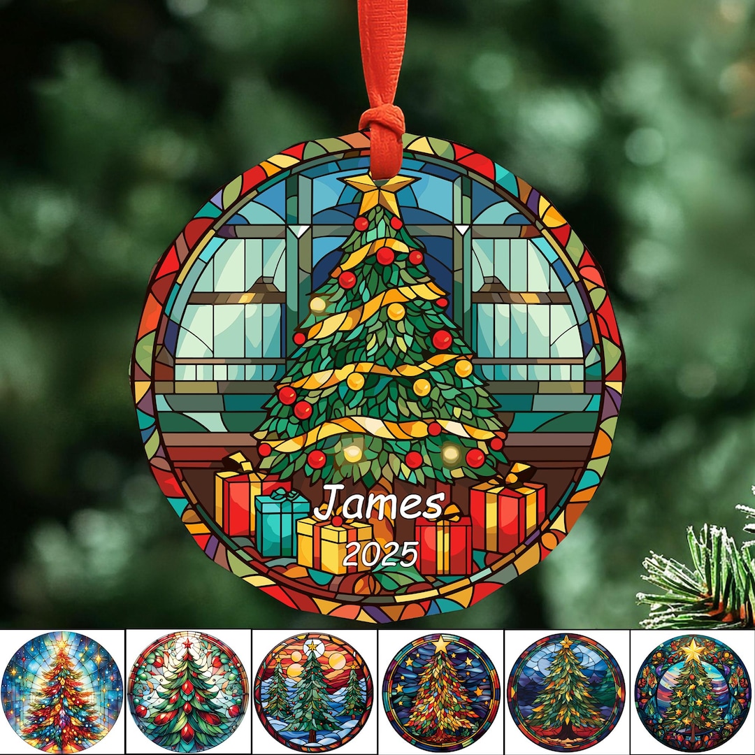 Personalized Stained Glass Christmas Ornament, Custom Name Ornament ...