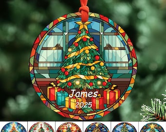 Personalized Stained Glass Christmas Ornament, Custom Name Ornament, Exquisite Christmas Tree Decor, Christmas Gift, Stained Glass Art