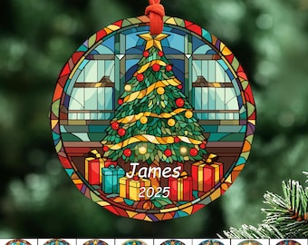 Personalized Stained Glass Christmas Ornament, Custom Name Ornament, Exquisite Christmas Tree Decor, Christmas Gift, High Transparency Glass