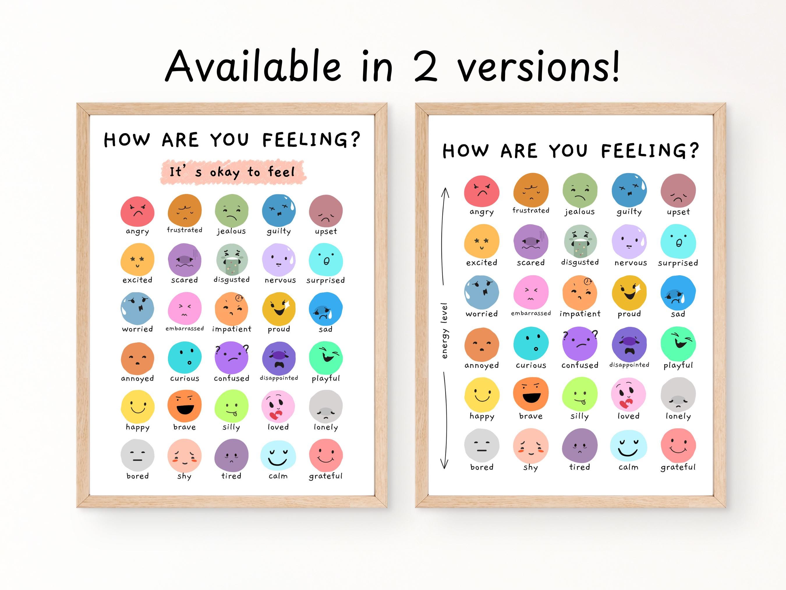 Emoji Kids Feelings Poster Printable Emotions Chart Classroom Decor ...