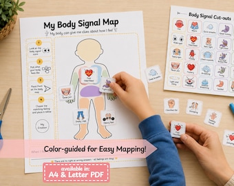 Kids Body Signals Map Emotion Regulation Activity Interoception Therapy Resources SEL Classroom Worksheets Feelings Check-In Body Sensations