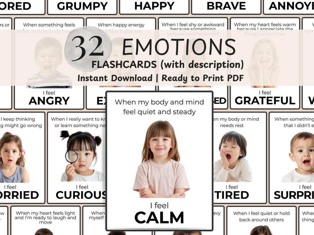 Emotions Flashcards Printable Toddler Activities Feelings Card Kids ...