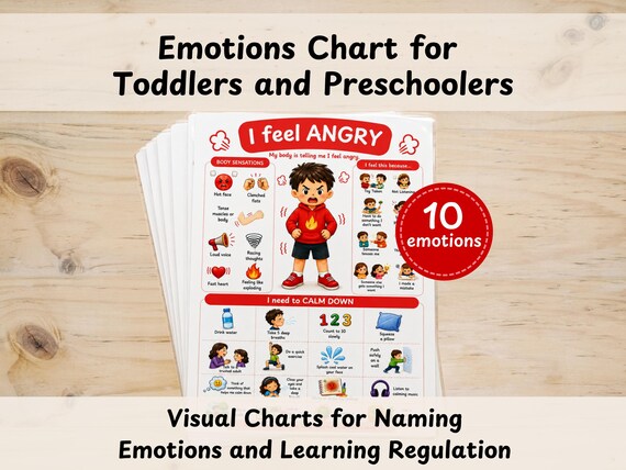Feelings Chart for Toddlers and Preschool Emotions Learning Visual Tool Body Sensations Posters Emotion Identification Calm Corner Printable