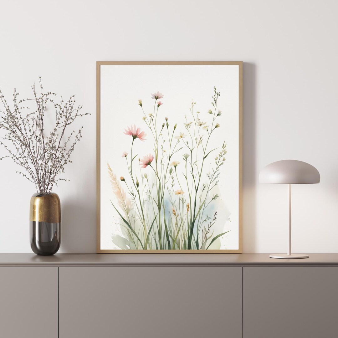 Watercolor Wildflower Print Set: Minimalist Botanical Art (digital ...