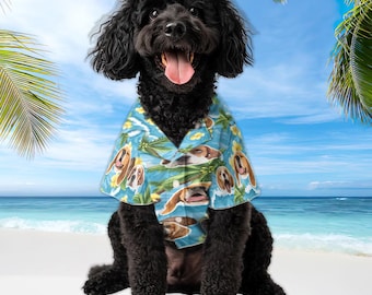 Personalized Pet Hawaiian Shirt With Face, Custom Dog Hawaiian Shirt, Summer Tropical Pet Clothing, Dog Clothes For Small Dog