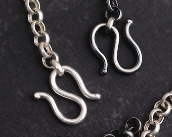 Solidne zapięcie S ze srebra próby 925, łącznik haczykowy do bransoletki i naszyjnika, 14 mm x 11,5 mm