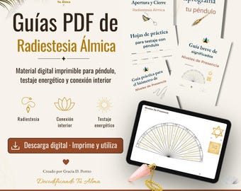 Guía Completa de Radiestesia Álmica para Péndulo · Manual PDF Imprimible de Preparación con Recursos y Plantillas de Apoyo.