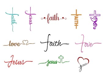 Faith Hope Love Embroidery Design, Christian Cross Machine Embroidery, Jesus & Blessed Script Embroidery Pattern | 10 Sizes-Instant Download