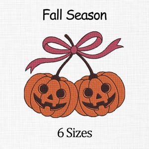 Halloween Pumpkin Embroidery Design | Pumpkin with Bow | 6 Sizes | Digital Download
