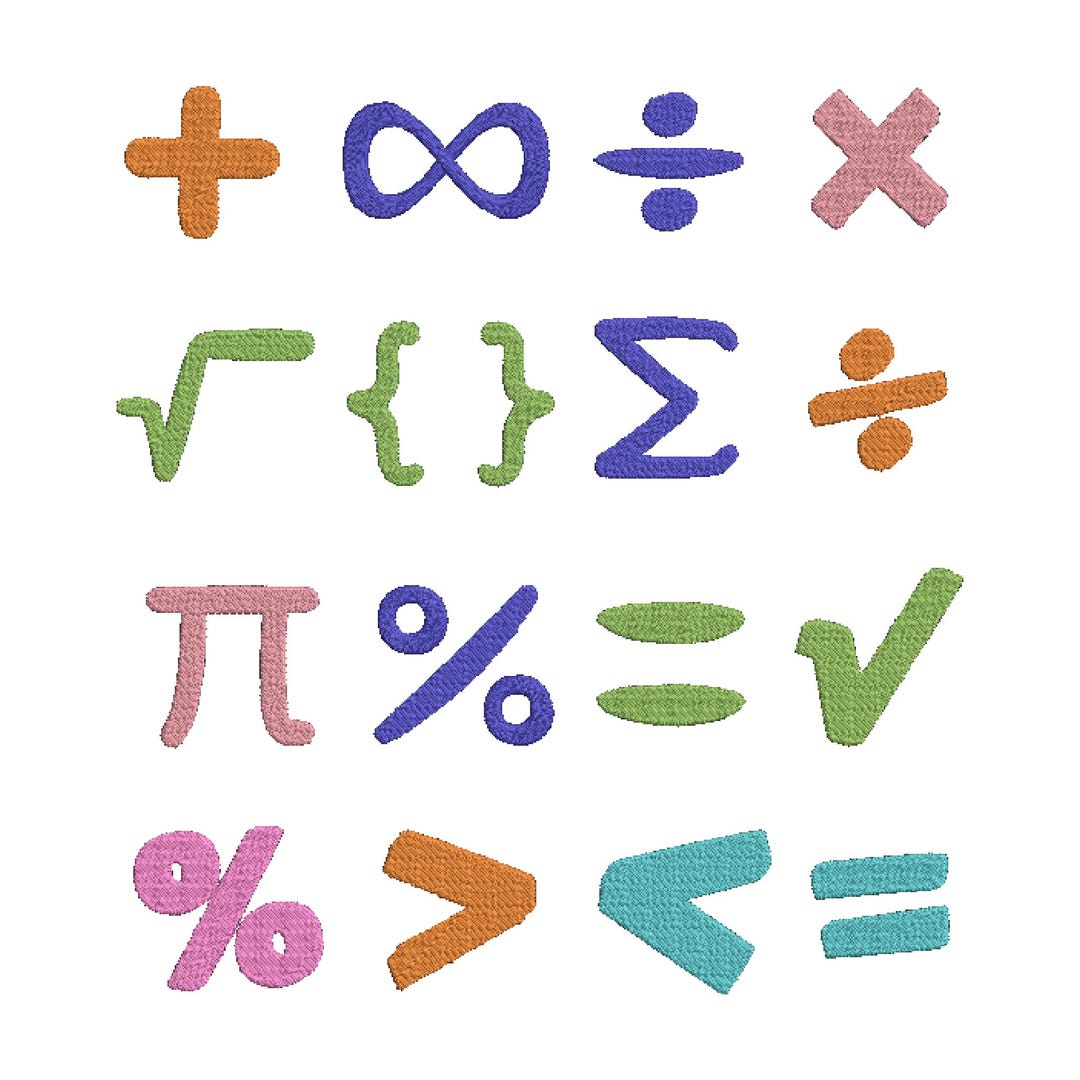 Math Embroidery Math Symbols Embroidery Designs Set: Back to School Student Embroidery ...
