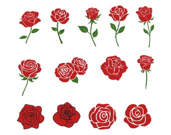Rote Rose Stickmuster: Mini Rose Stickmaschine, Stickmuster Blume, Linke Brust Logostickerei, 10 Grössen | Sofort Download
