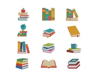 Book Lover Reading Embroidery Bundle|  Open Books Library Embroidery | Books Embroidery Set | 8 Sizes - Instant Download