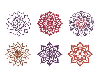 Mandala borduurwerk ontwerpbundel, bloemen lijnkunst machineborduurbestanden | Set met bloemendecoratiemandala | 12 maten | Direct downloaden