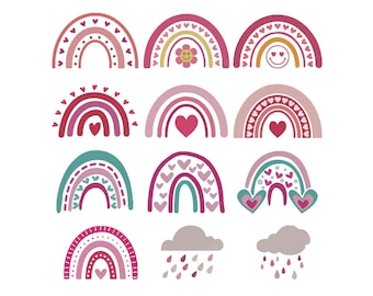 Valentine’s Rainbow Embroidery Bundle | Heart Boho Rainbow Machine Embroidery Designs | Love Theme Nursery & Baby Files  | Digital Download