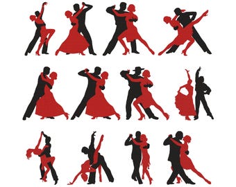 Dancing Dou Embroidery Design | Romantic Dancing Couple Machine Embroidery File | Couple Dance Silhouette | 6 Sizes-Instant Download