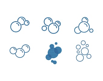 Bubbles Embroidery Design: Soap Bubbles Machine Embroidery, Floating Bubbles Embroidery Pattern Blowing Bubbles Stitching Pattern, 12 Sizes