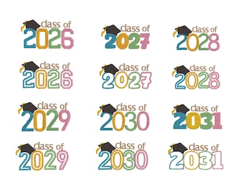 Patrón de bordado para la promoción de 2026, 2027 y 2028 / Patrón de bordado a máquina para graduación / Celebración de graduación / Descarga instantánea
