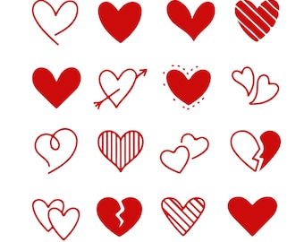 Valentine's Red Hearts Embroidery Design: Hearts Bundle embroidery | Valentine Hearts Embroidery | 6 Sizes - Instant Download | Love Theme
