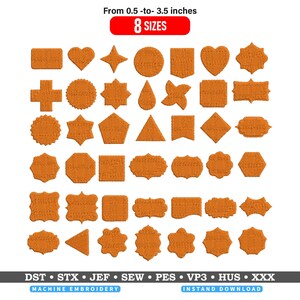 Set of Shapes Embroidery Designs: Mini to Large  Fill Stitch Patch Frames Machine Embroidery Files, Basic Stamp Shapes Tatami Fill Pattern