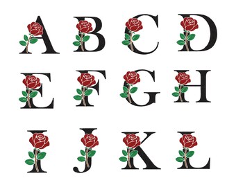 Floral Font Embroidery, A-Z Full Flower Alphabet Machine Embroidery, Uppercase BX Font Set, A-Z Fonts Bundle, 10 Sizes | Instant Download