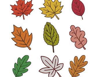 Autumn Leaves Embroidery Bundle: 9-Fall Decor Embroidery Pattern | Fall Apparel Art Crafts | 6 Sizes Digital Downloads | PES DST VP3 Formats