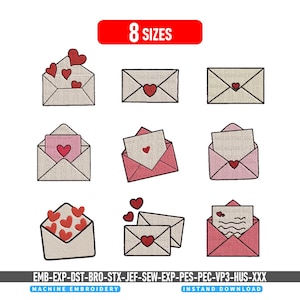 Love Letter Envelope Embroidery Designs: Romantic Mail Envelope Machine Embroidery Files, Besties Valentine Love Letter Embroidery Pattern