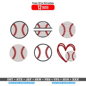 Baseball-Stickpaket: Stickdateien für die amerikanische Softball-Maschine, Stickmuster für Sportnähte, Baseball-Designs, Baseball-PES-Dateien