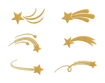Shooting Star Embroidery Design Bundle, Celestial Starburst Embroidery, Comet Machine Embroidery | Star Set | 11 Sizes | Instant Download