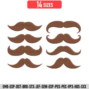 Mustaschbroderidesignpaket | Mustaschbroderifiler | Maskinbroderiset för skägg och mustasch, Pappabroderidesign,
