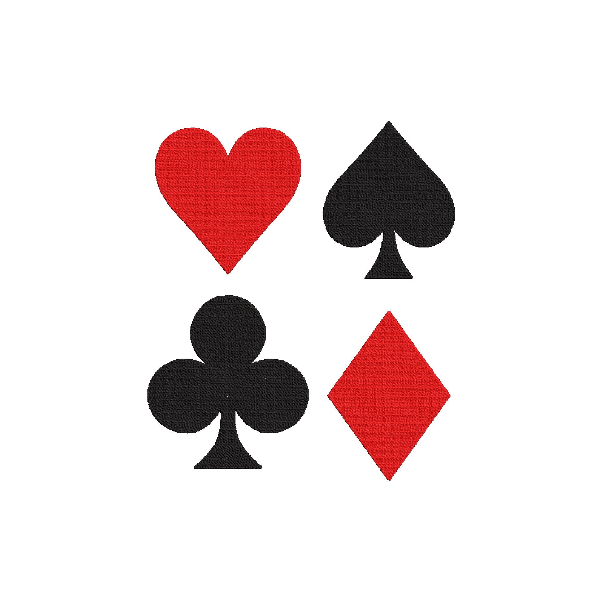 Playing Cards Suits Embroidery Design: Heart Spade Club Diamond Icons ...