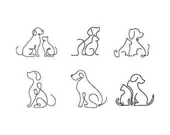 Dog Embroidery Design, Pet Embroidery Design, Dog Line art Embroidery, Animal Line art Embroidery, Dog Lover, 13 Sizes | Instant Download