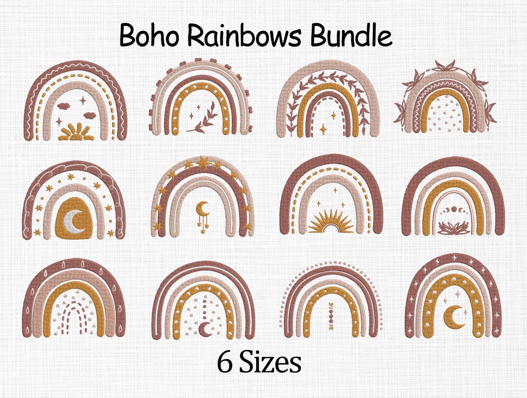 Rainbow Machine Embroidery Design - Minimalist Decor | 6 Sizes-instant ...