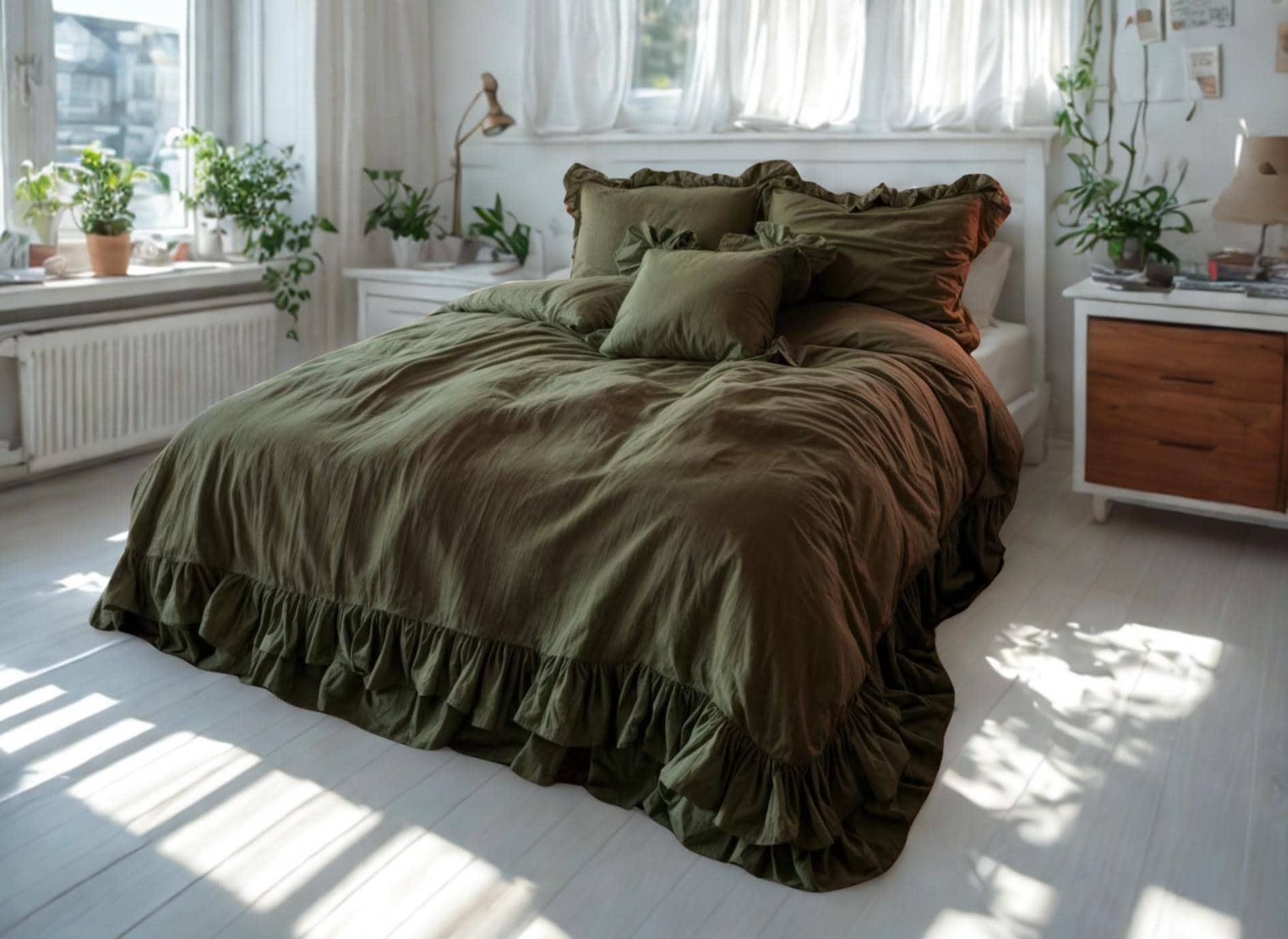 Couette Enfant Pottery Barn – Taille Queen, Vert Clair, Motif Cachemire, Coton